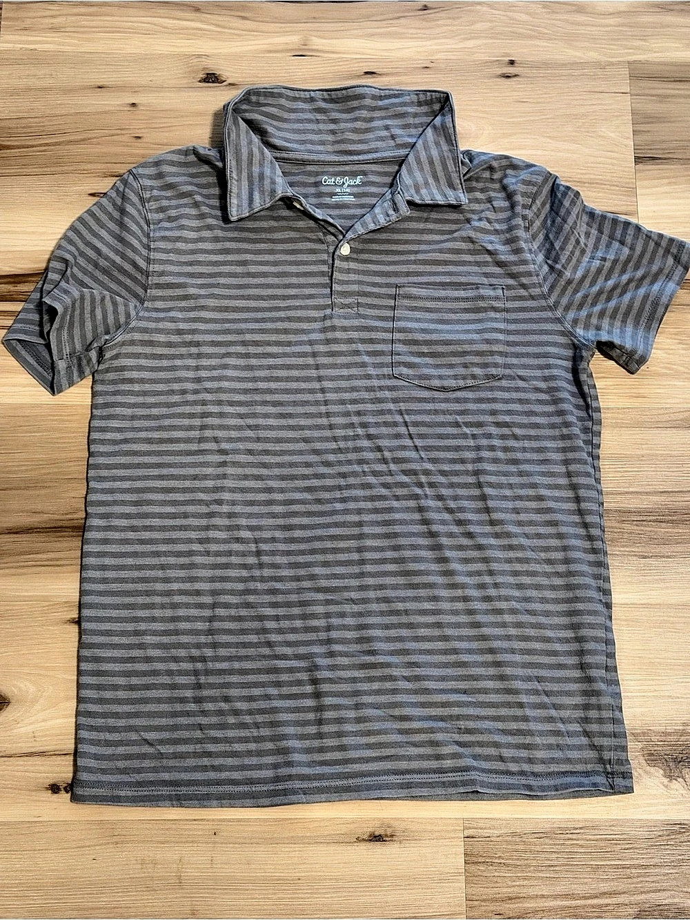 Cat & Jack Striped Polo in Gray & Black Boys XL